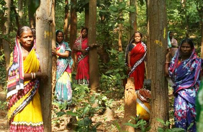 Protestors at sal forest in Balarampur