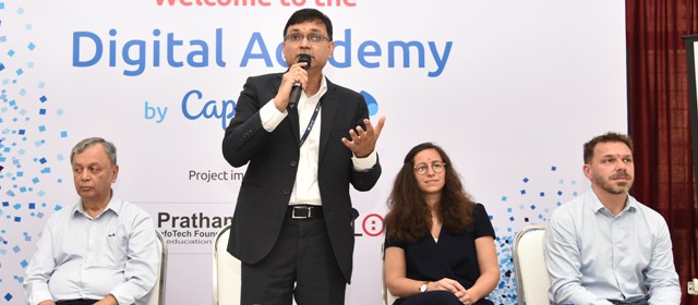 Ashwin Yardi - CEO of Capgemini India addressing media & students during launch of Digital Academy